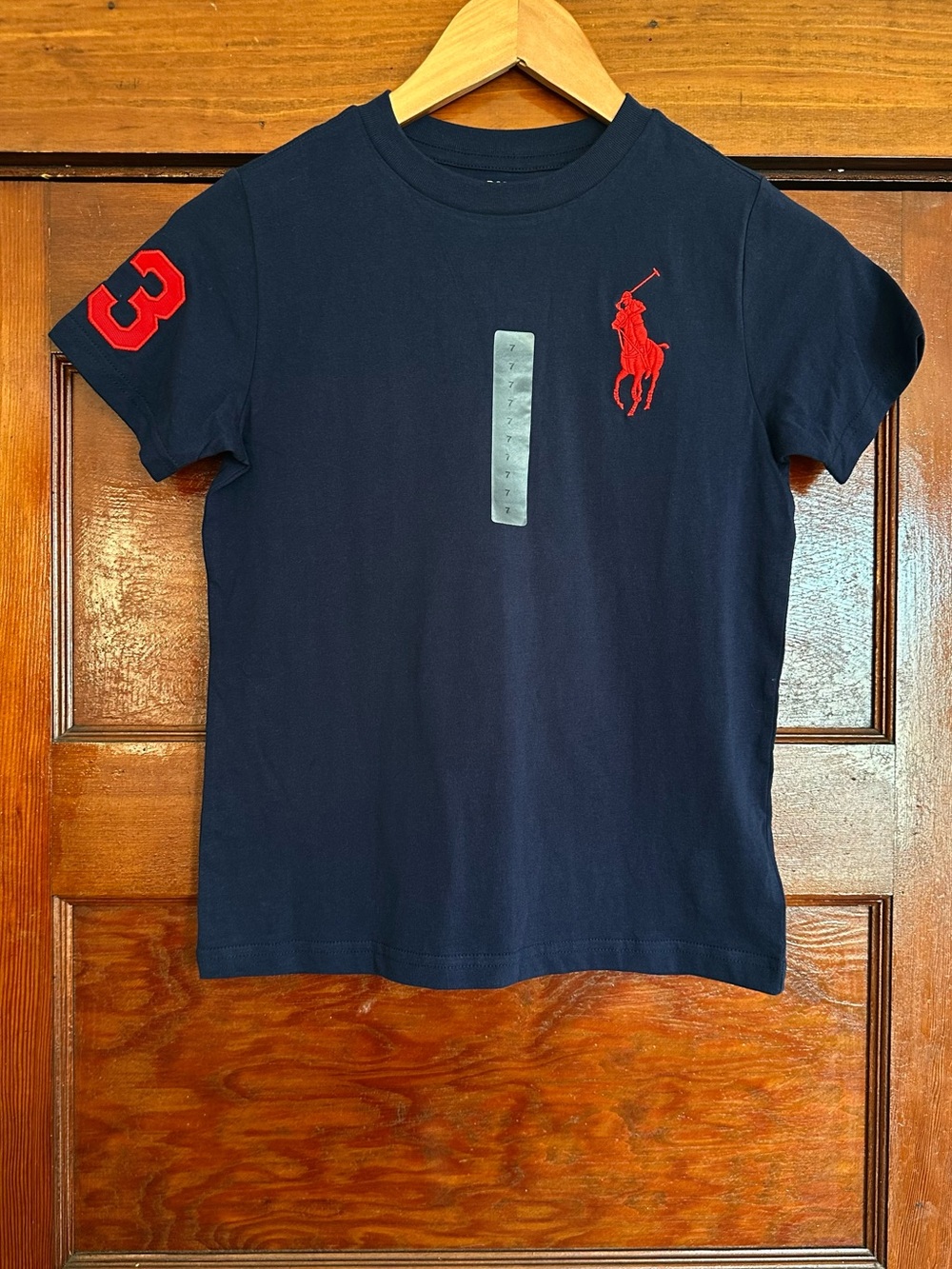 New Polo Ralph Lauren Navy Short Sleeve Big Pony Jersey T-Shirt Size 7 Preppy
